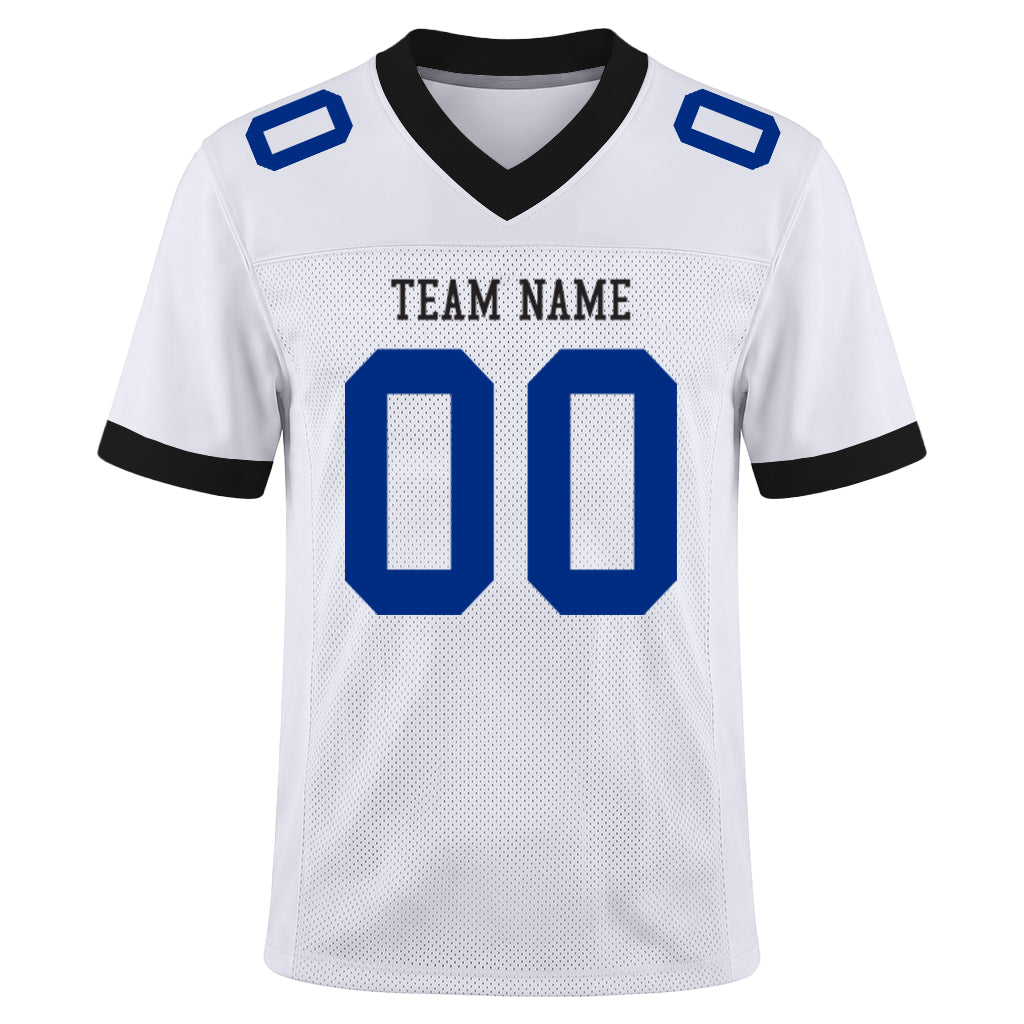 Custom White Royal-Black Mesh Football Jersey