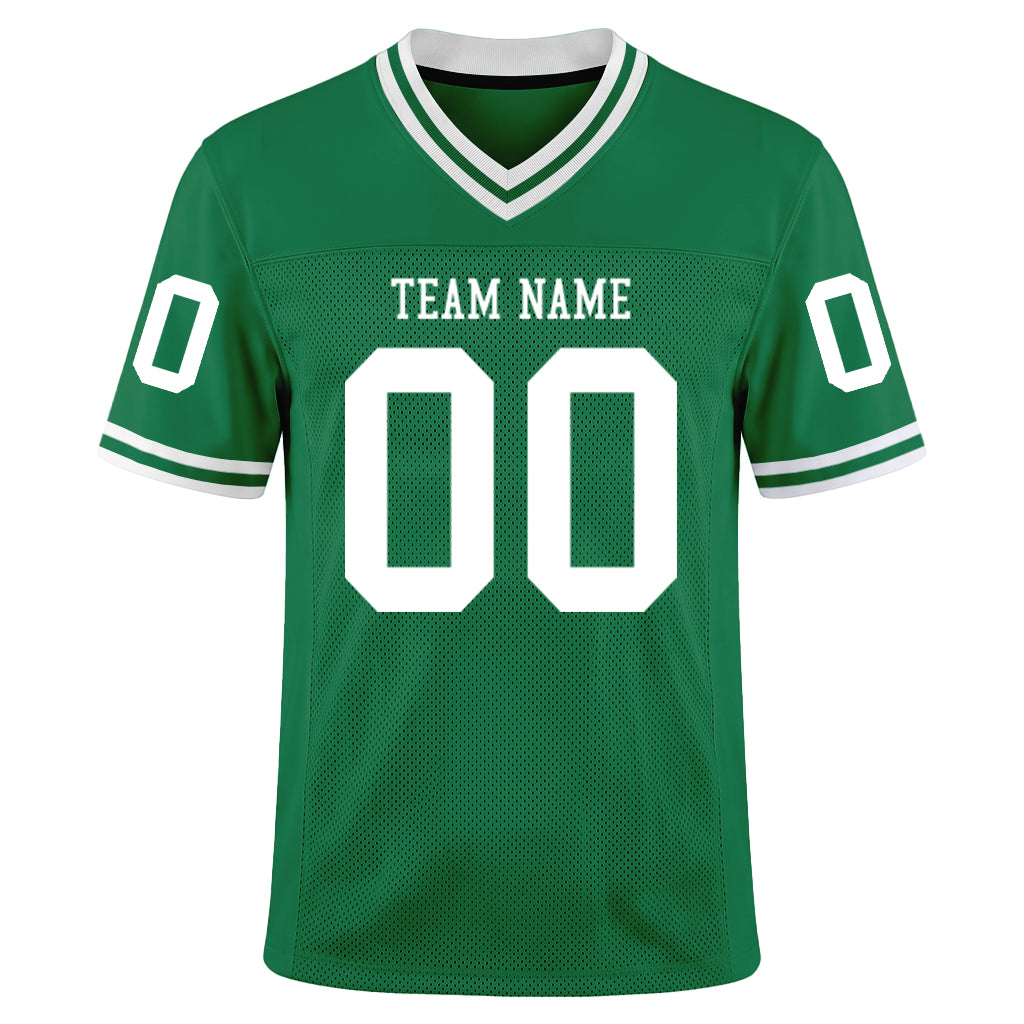 Custom Kelly Green White Mesh Football Jersey