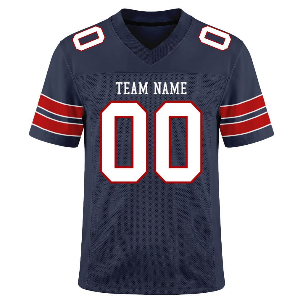 Navy White-Red Custom Football Jerseys For Men & Women