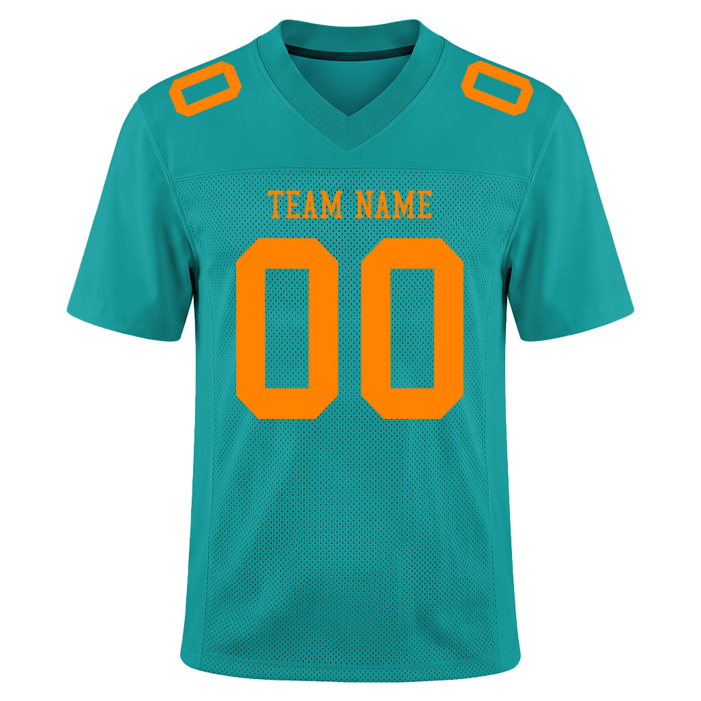 Custom Aqua Bay Orange Mesh Football Jersey