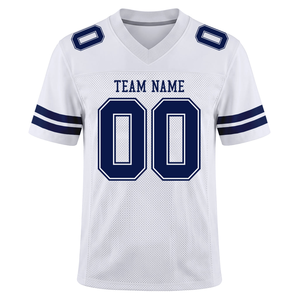 Custom White Navy-White Mesh Football Jersey