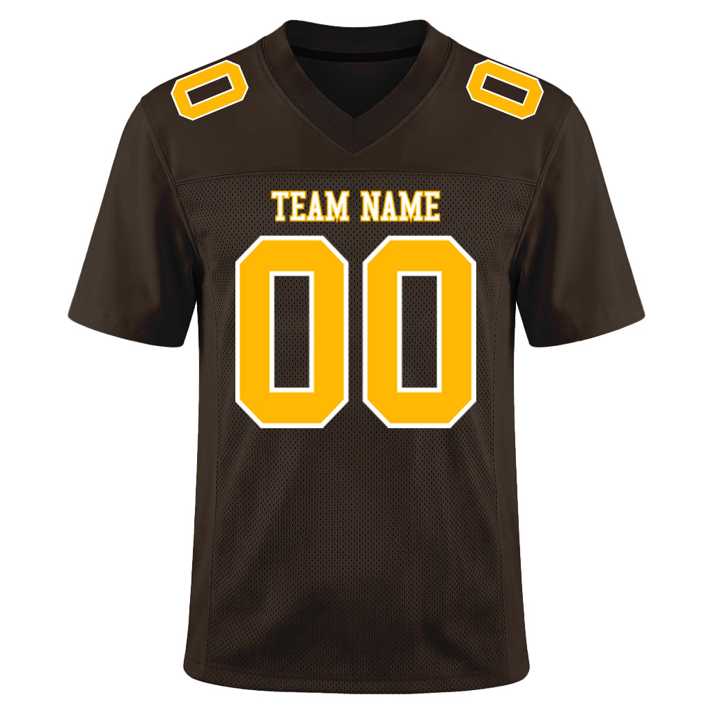 Custom Brown Gold-White Football Jersey