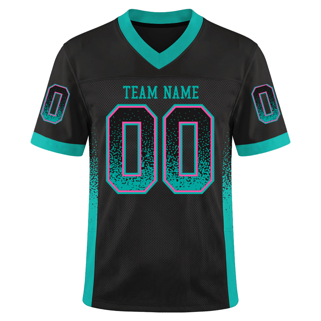 Custom Black Aqua-Pink Mesh Drift Fashion Mesh Football Jersey