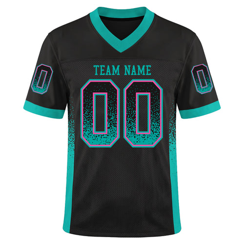 Custom Black Aqua-Pink Mesh Drift Fashion Mesh Football Jersey