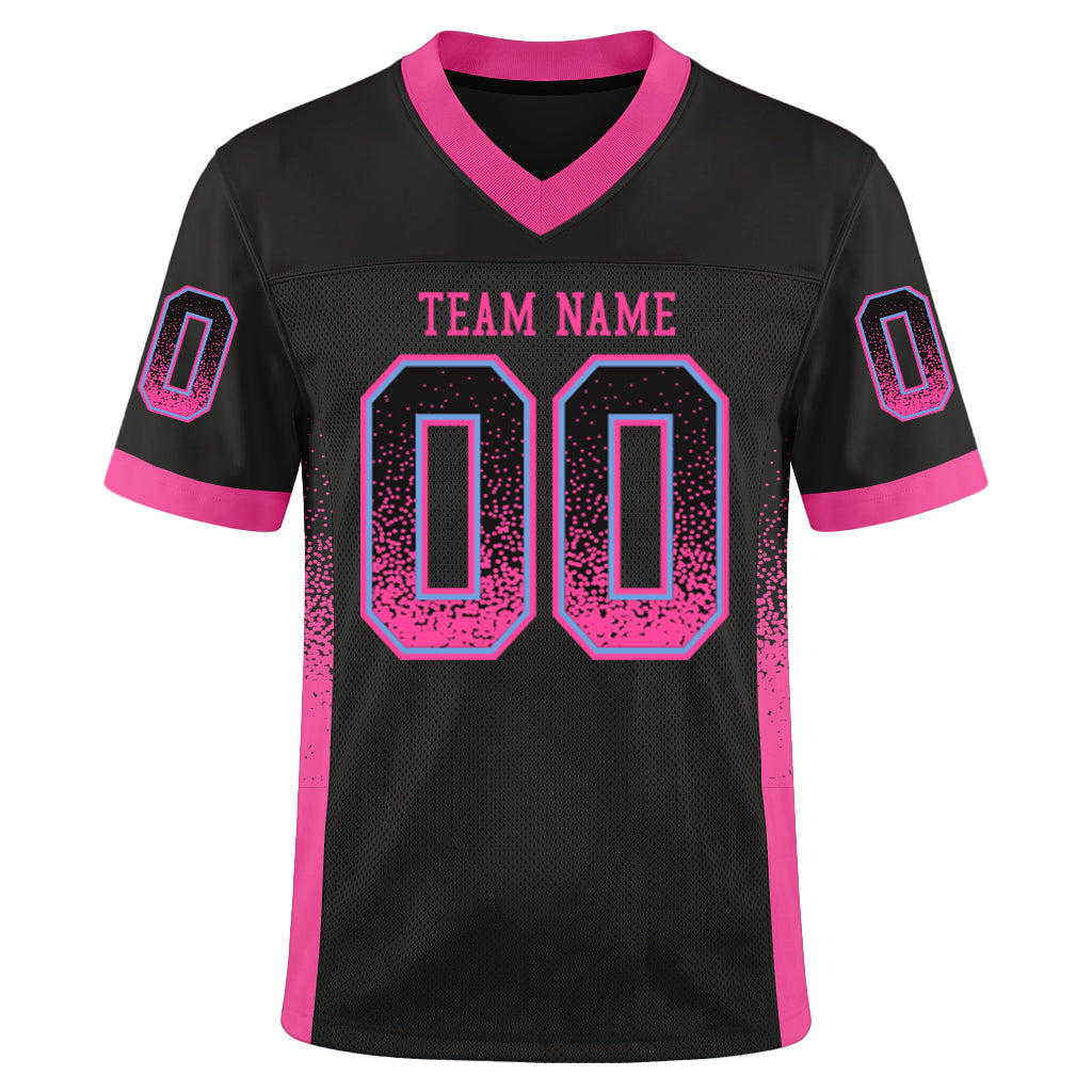 Custom Black Pink-Light Blue Mesh Drift Fashion Mesh Football Jersey