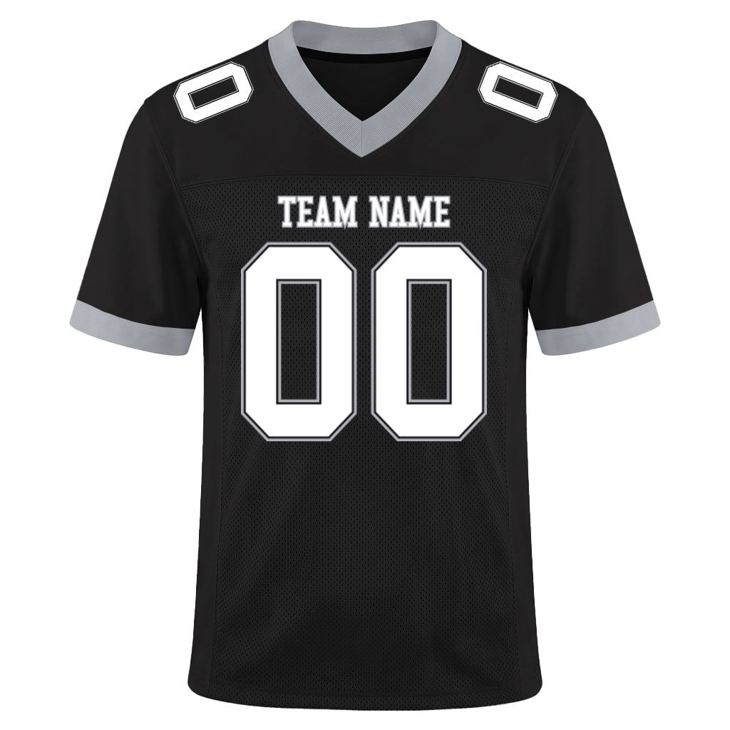 Custom Black White-Gray Mesh Football Jersey