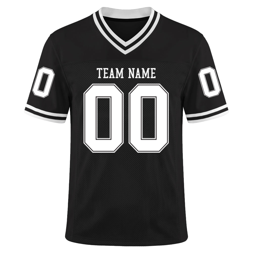 Custom Black White Mesh Football Jersey
