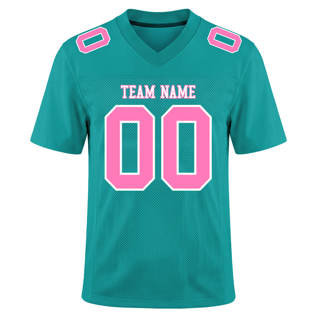 Custom Aqua Pink-White Football Jersey