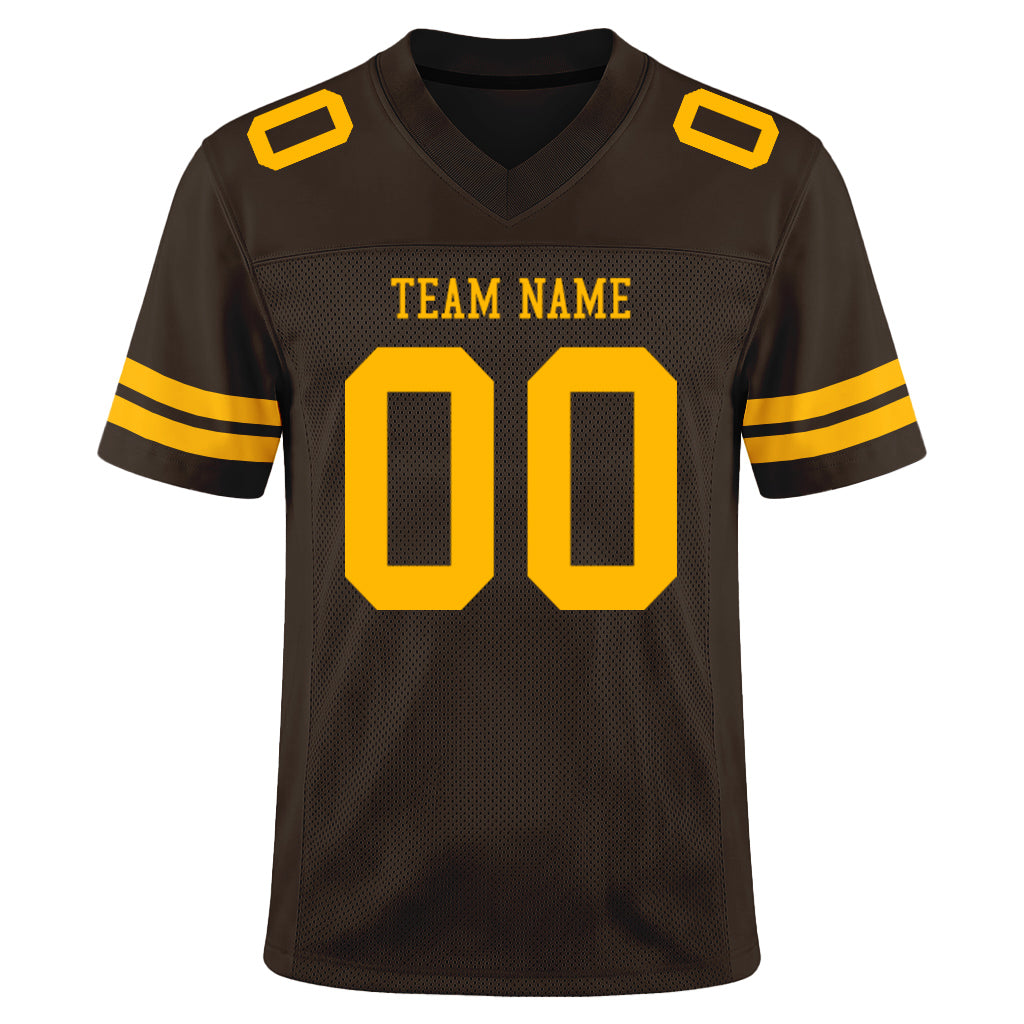 Custom Brown Gold Mesh Football Jersey