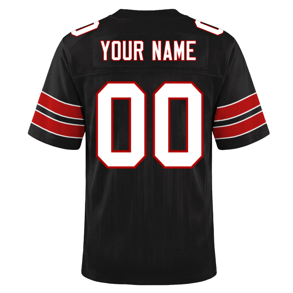 Custom Black White-Red Mesh Football Jersey