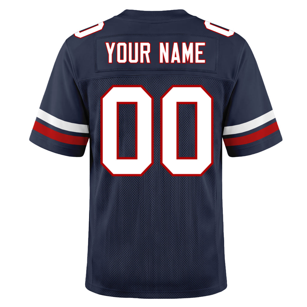 Custom Navy White-Red Mesh Football Jersey