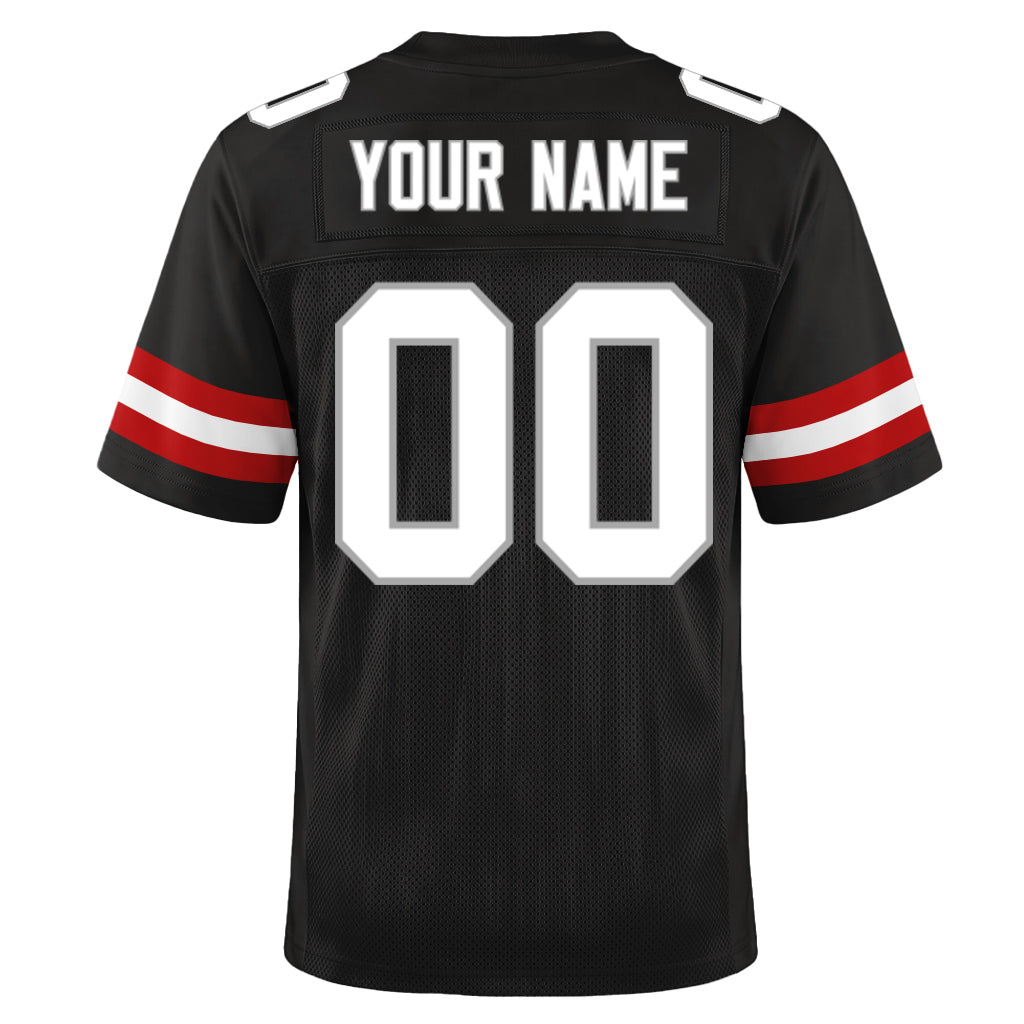 Custom Black White-Gray Custom Name Mesh Football Jersey