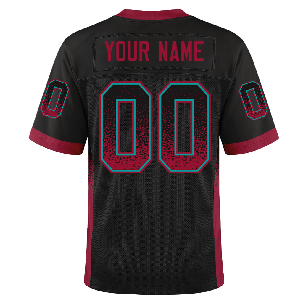 Custom Black Crimson-Teal Mesh Drift Fashion Mesh Football Jersey
