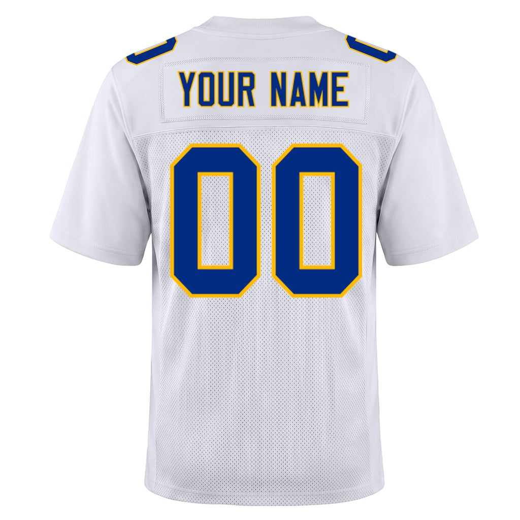Custom White Royal-Gold Mesh Football Jersey