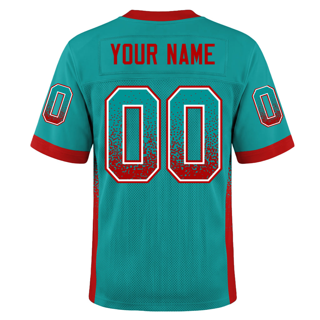 Custom Aqua Red-White Mesh Drift Fashion Football Jersey