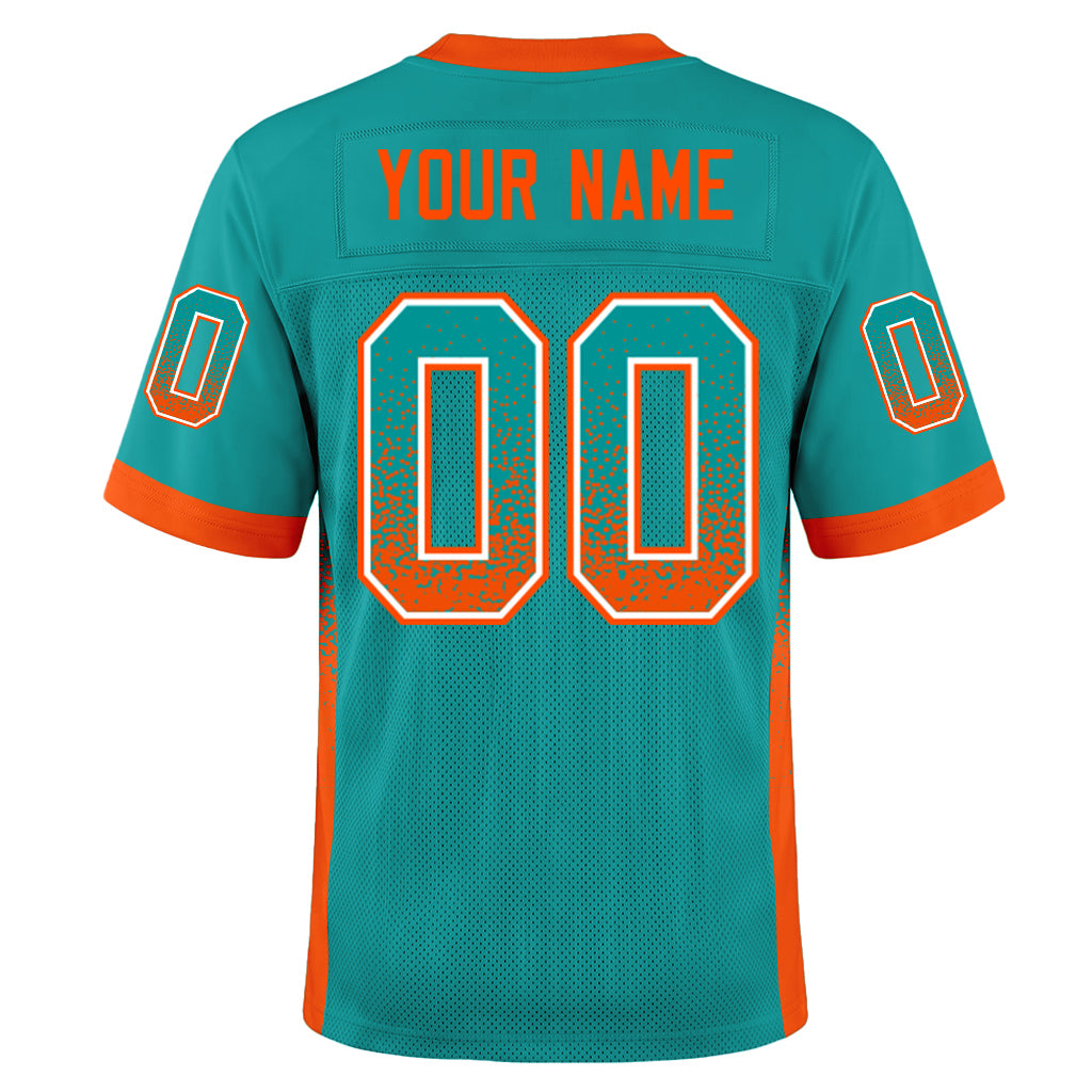 Custom Aqua Orange-White Drift Fashion Football Jersey