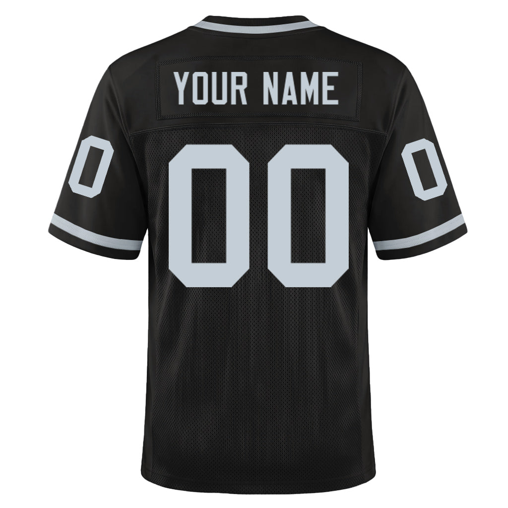 Custom Black Silver-Gray Mesh Throwback Mesh Football Jersey