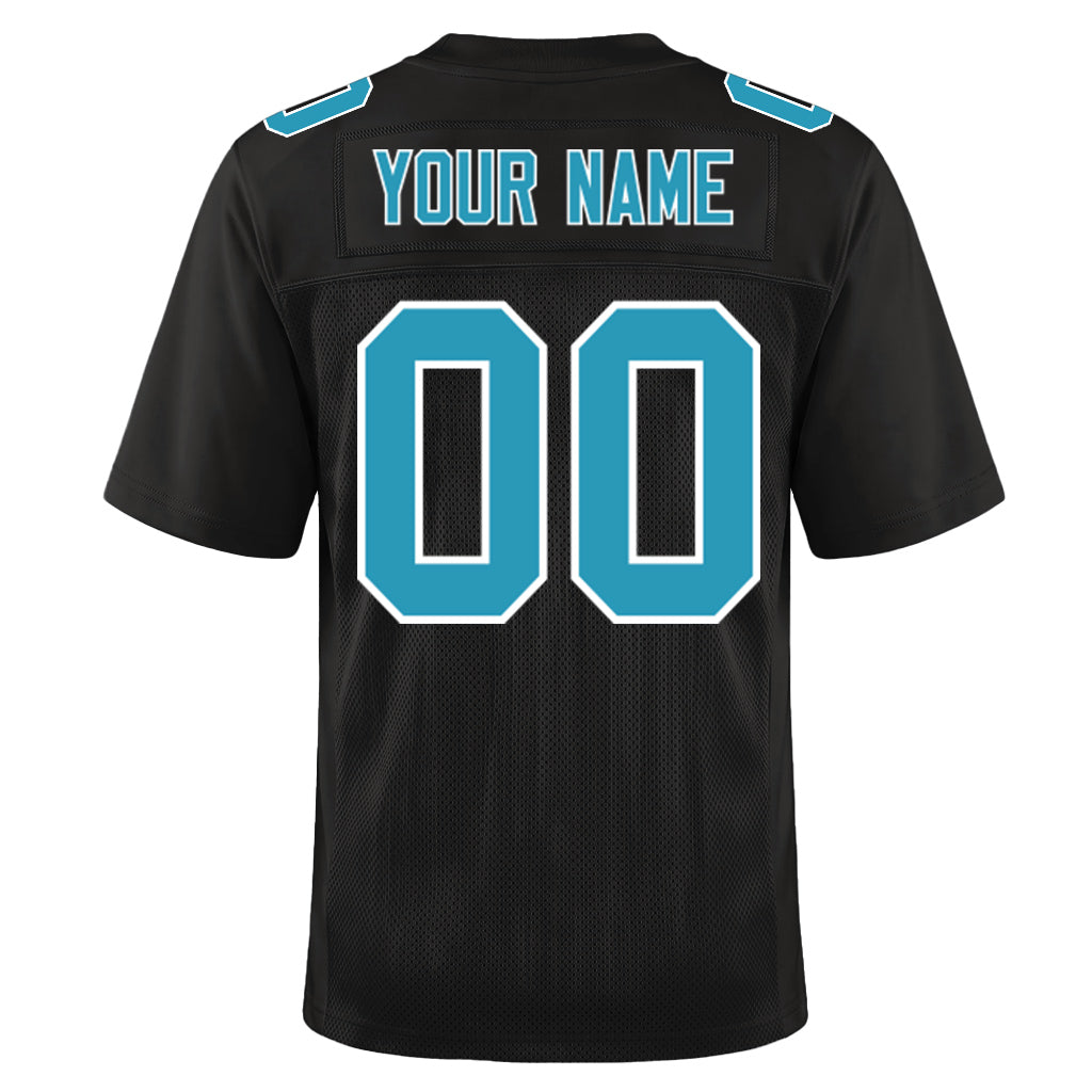 Custom Black Panther Blue-White Custom Name Mesh Football Jersey