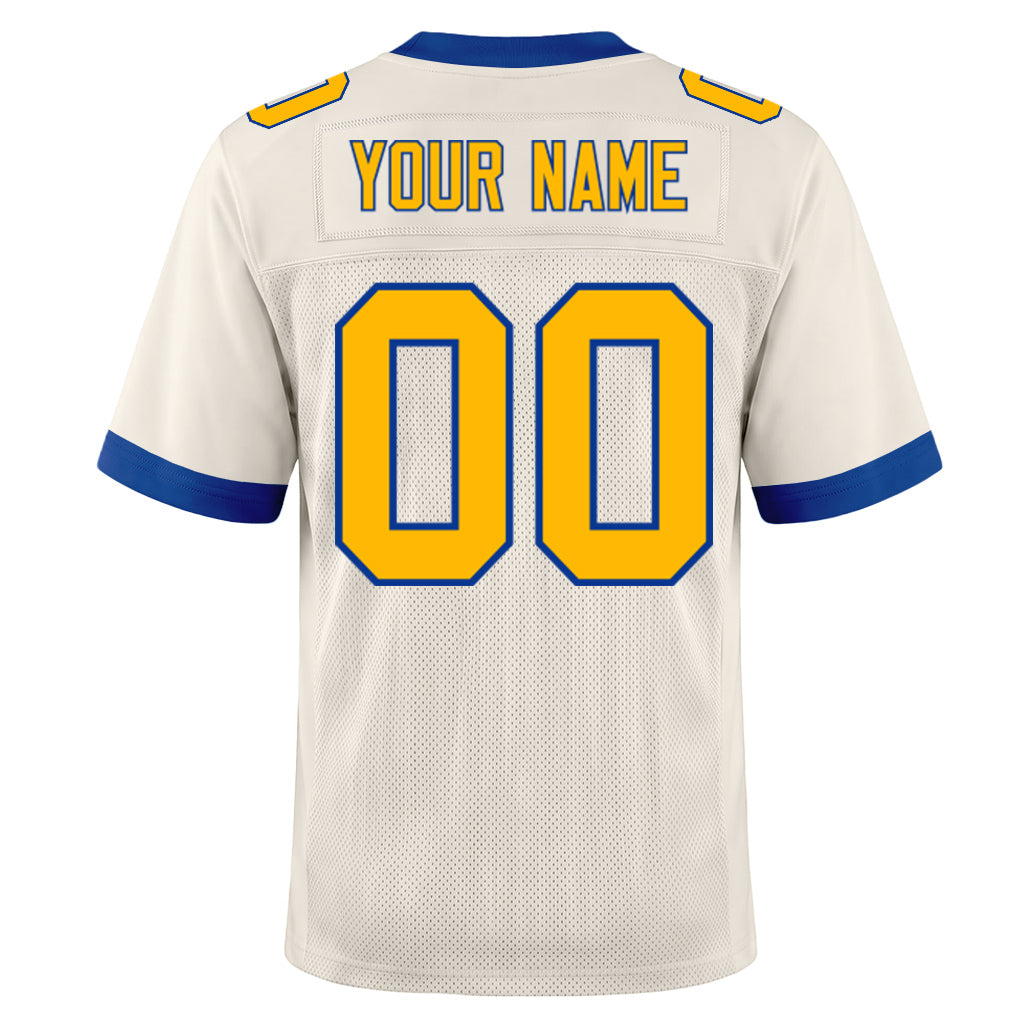 Custom Cream Gold-Royal Mesh Football Jersey
