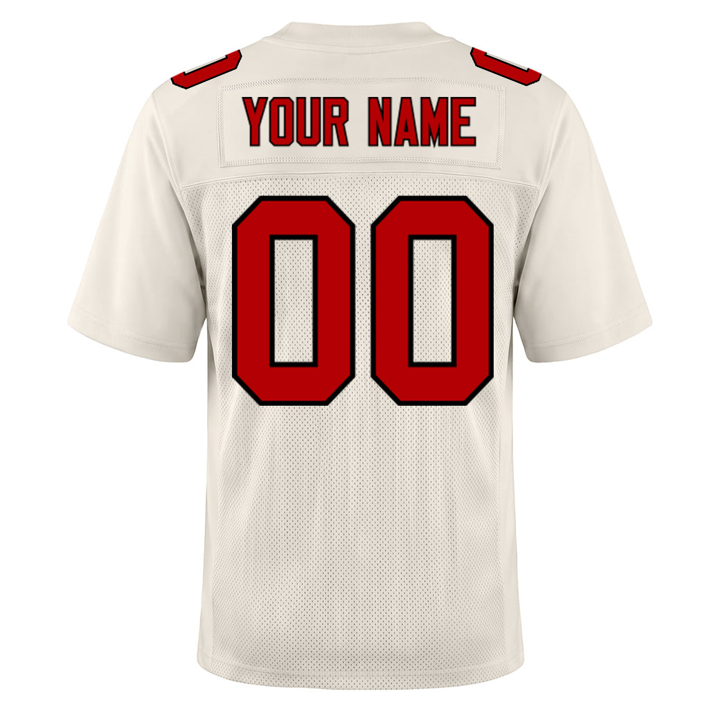 Custom Cream Red-Navy Mesh Football Jersey