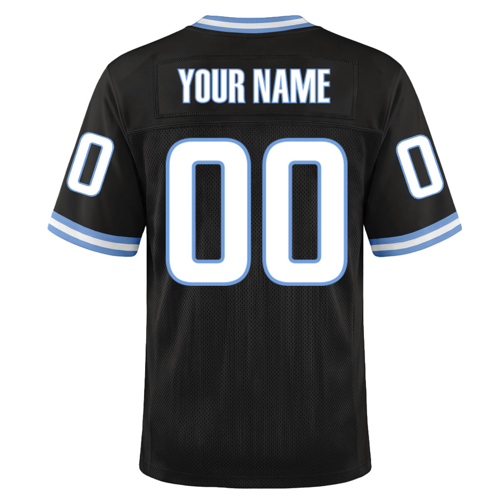 Custom Black White-Light Blue Mesh Throwback Mesh Football Jersey