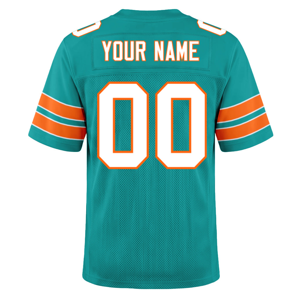 Custom Aqua White-Orange Mesh Football Jersey
