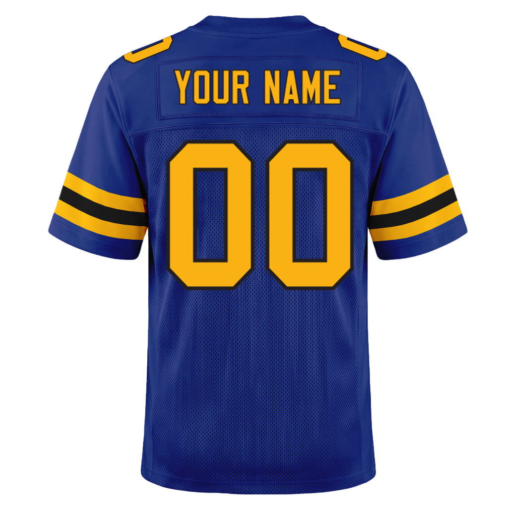 Custom Royal Yellow-Black Mesh Football Jersey