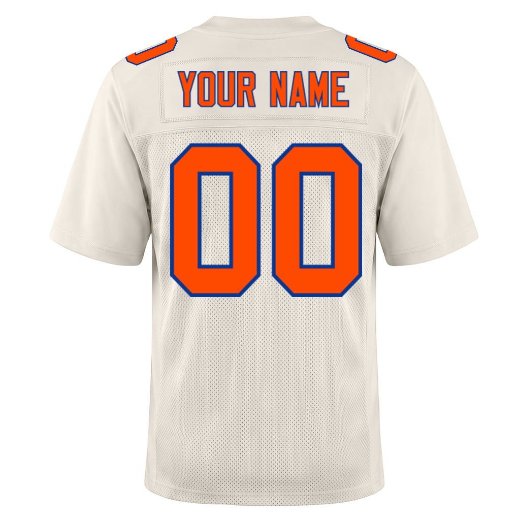 Custom Cream Orange-Royal Mesh Football Jersey