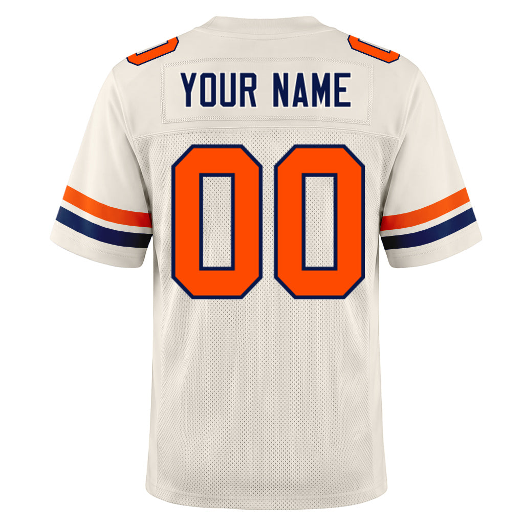 Custom Cream Orange-Navy Mesh Football Jersey