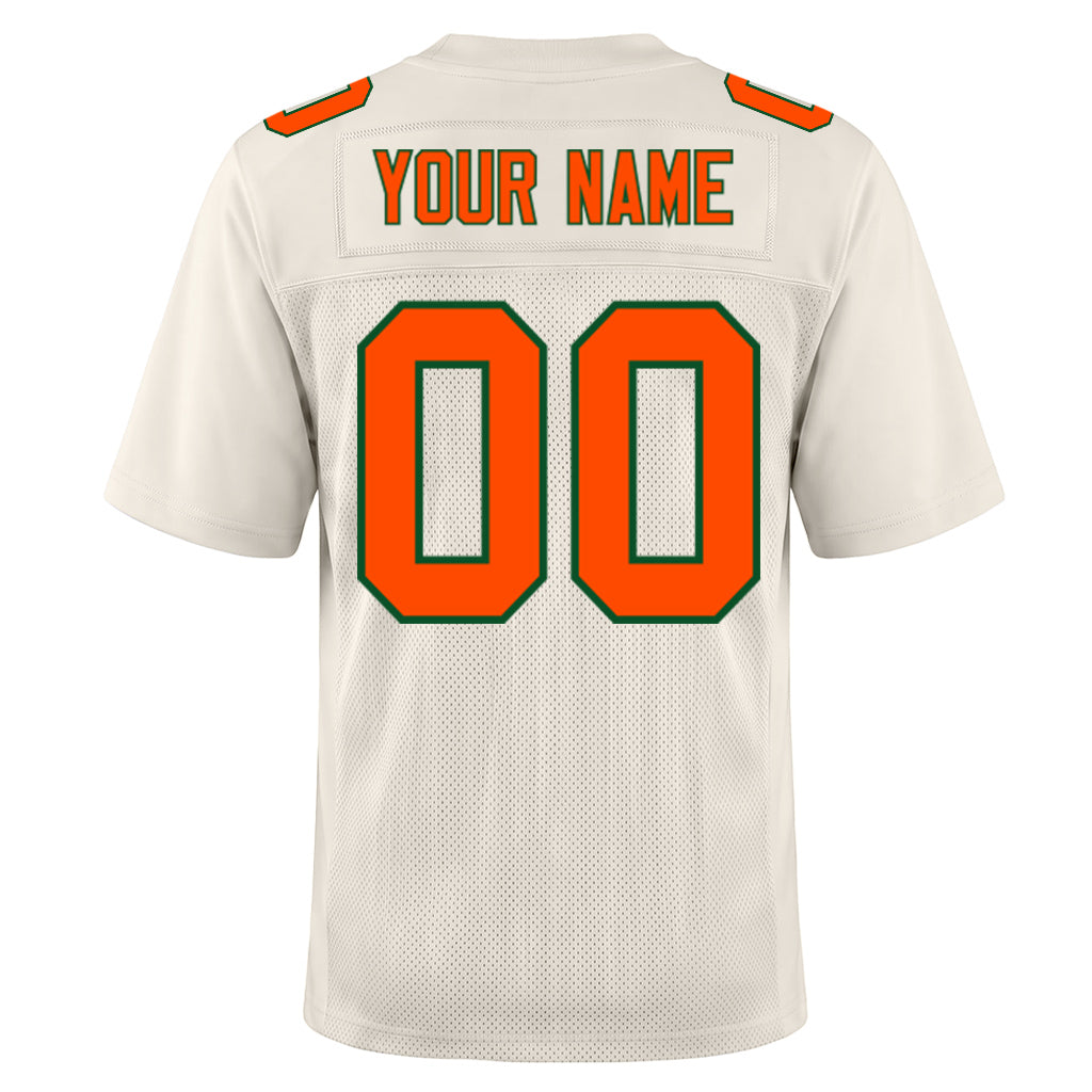 Custom Cream Orange-Kelly Green Mesh Football Jersey