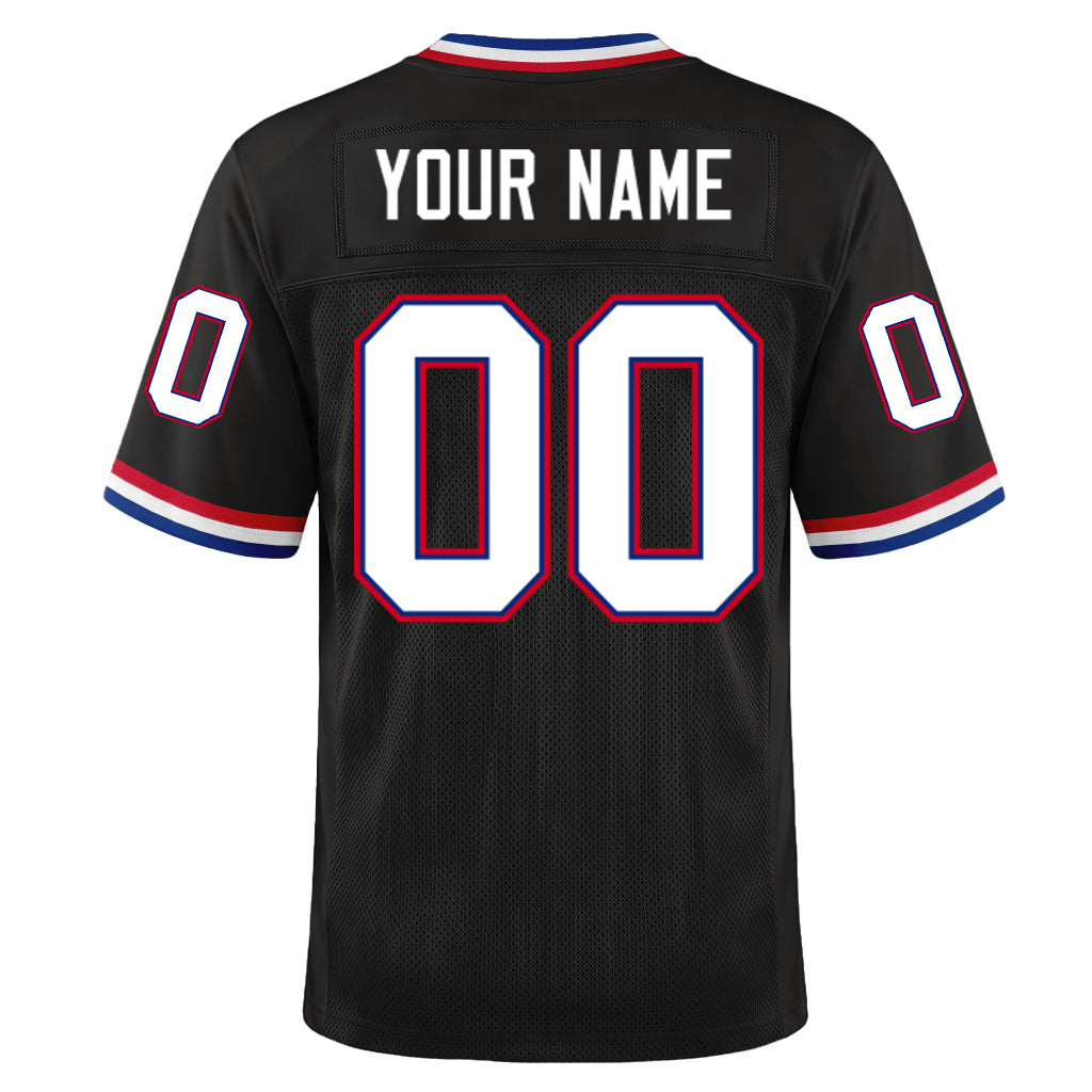 Custom Black Royal-Red Mesh Throwback Mesh Football Jersey