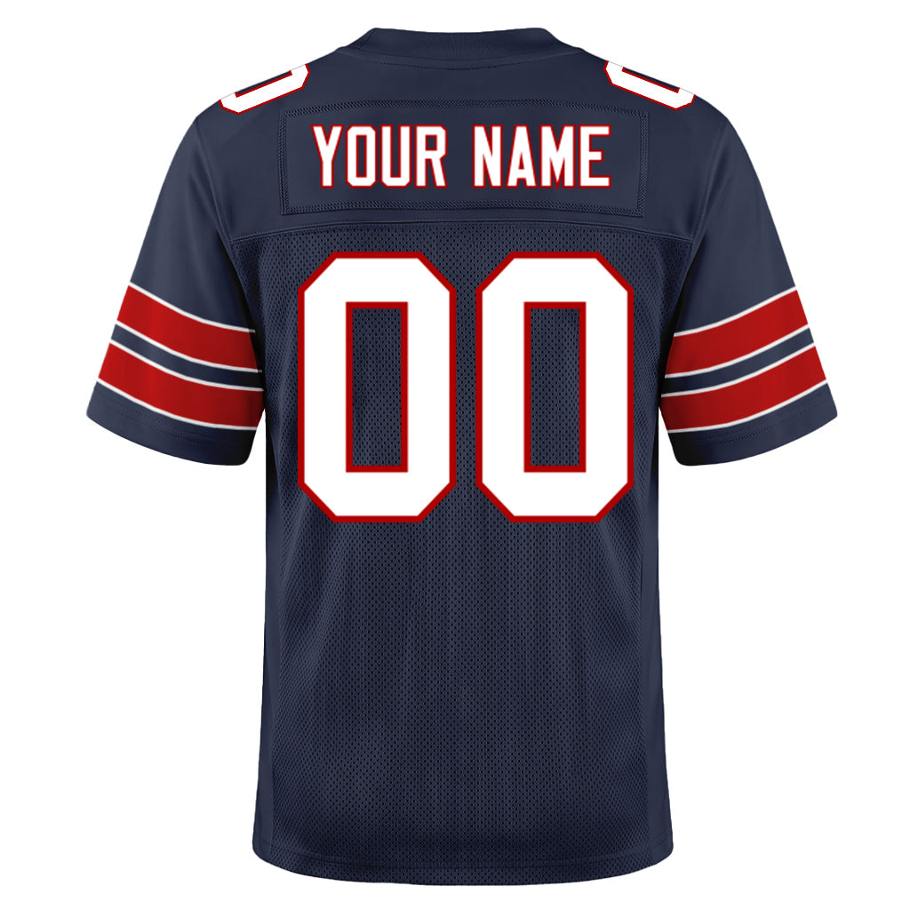 Custom Navy White-Red Mesh Football Jersey