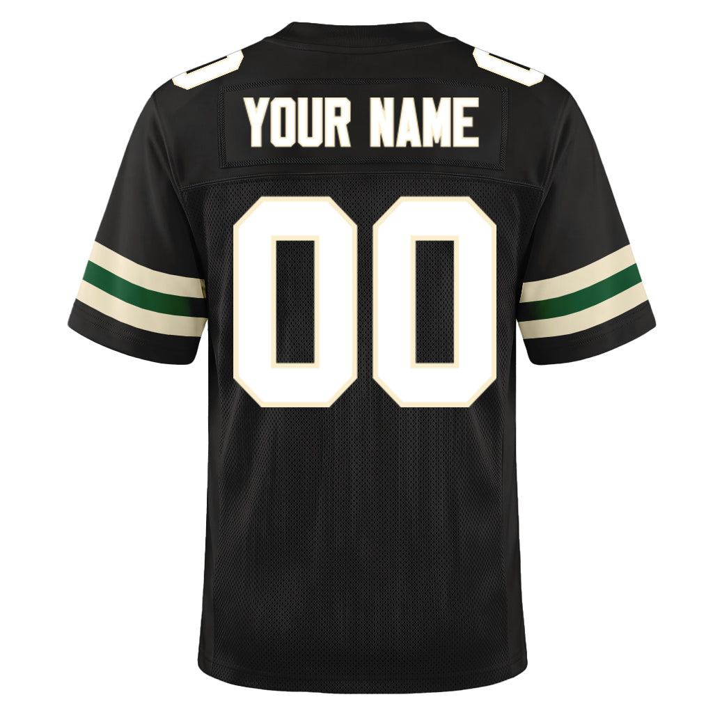 Custom Black White-Cream Mesh Football Jersey
