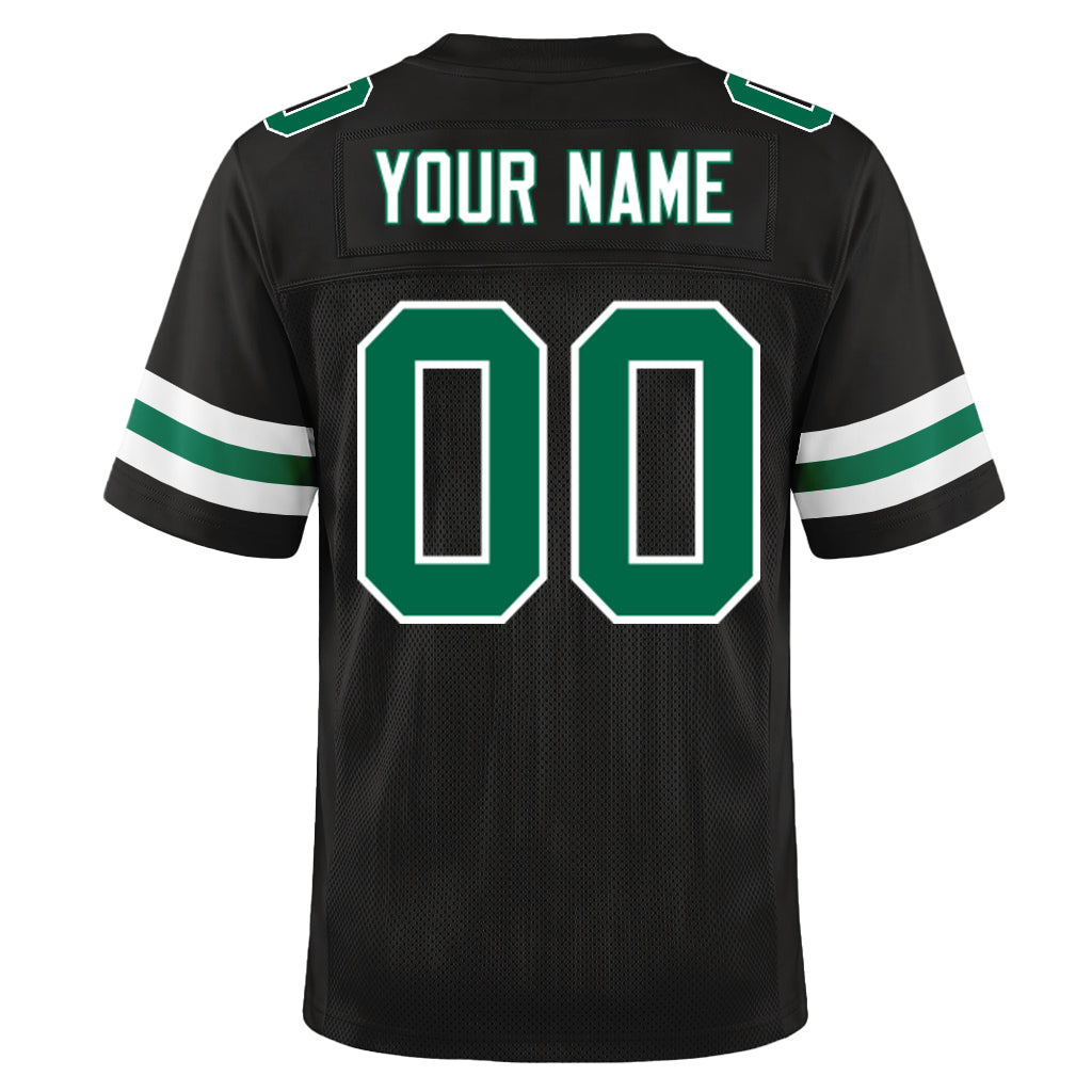 Custom Black Kelly Green-White Custom Name Mesh Football Jersey