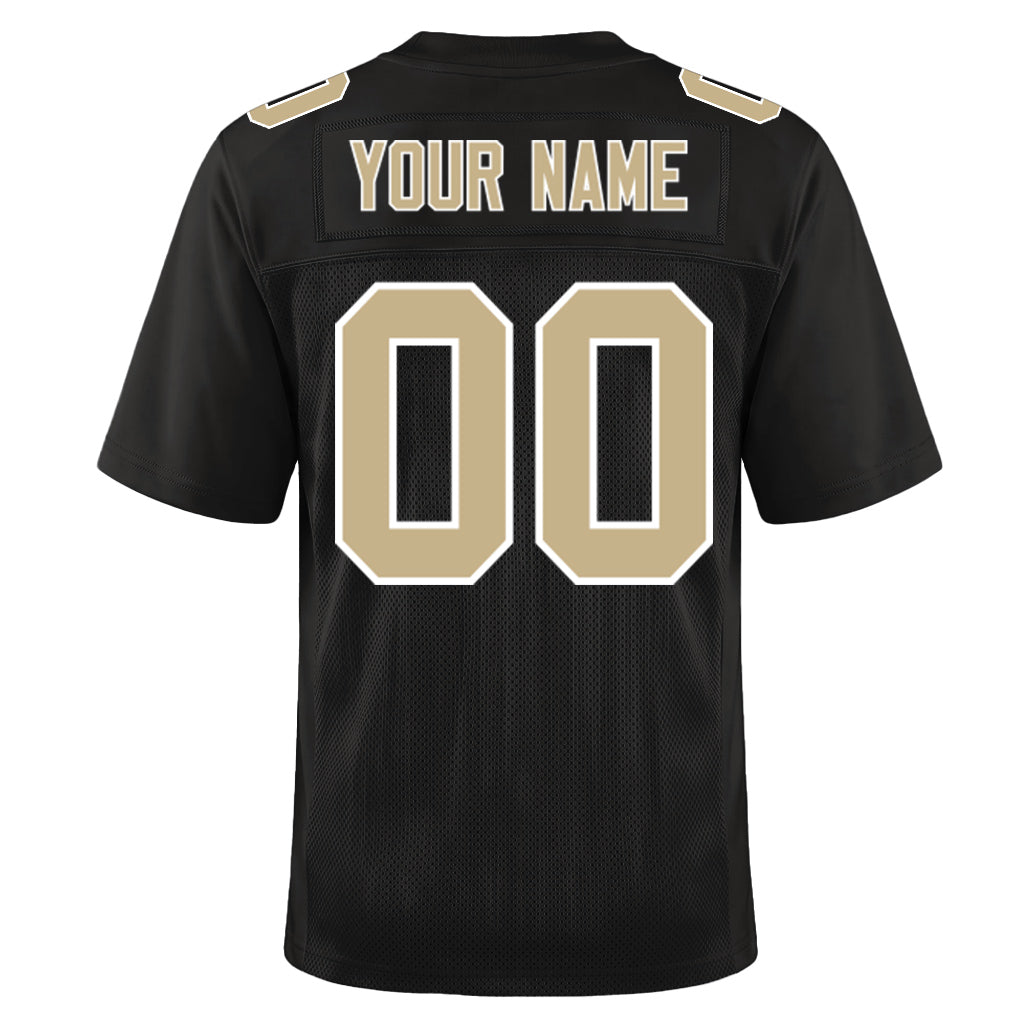 Custom Black Vegas Gold-White Custom Name Mesh Football Jersey