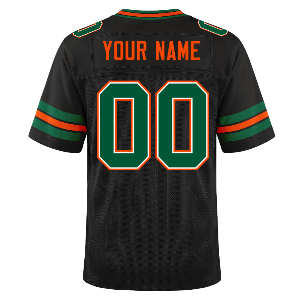 Custom Black Kelly Green-Orange Mesh Football Jersey
