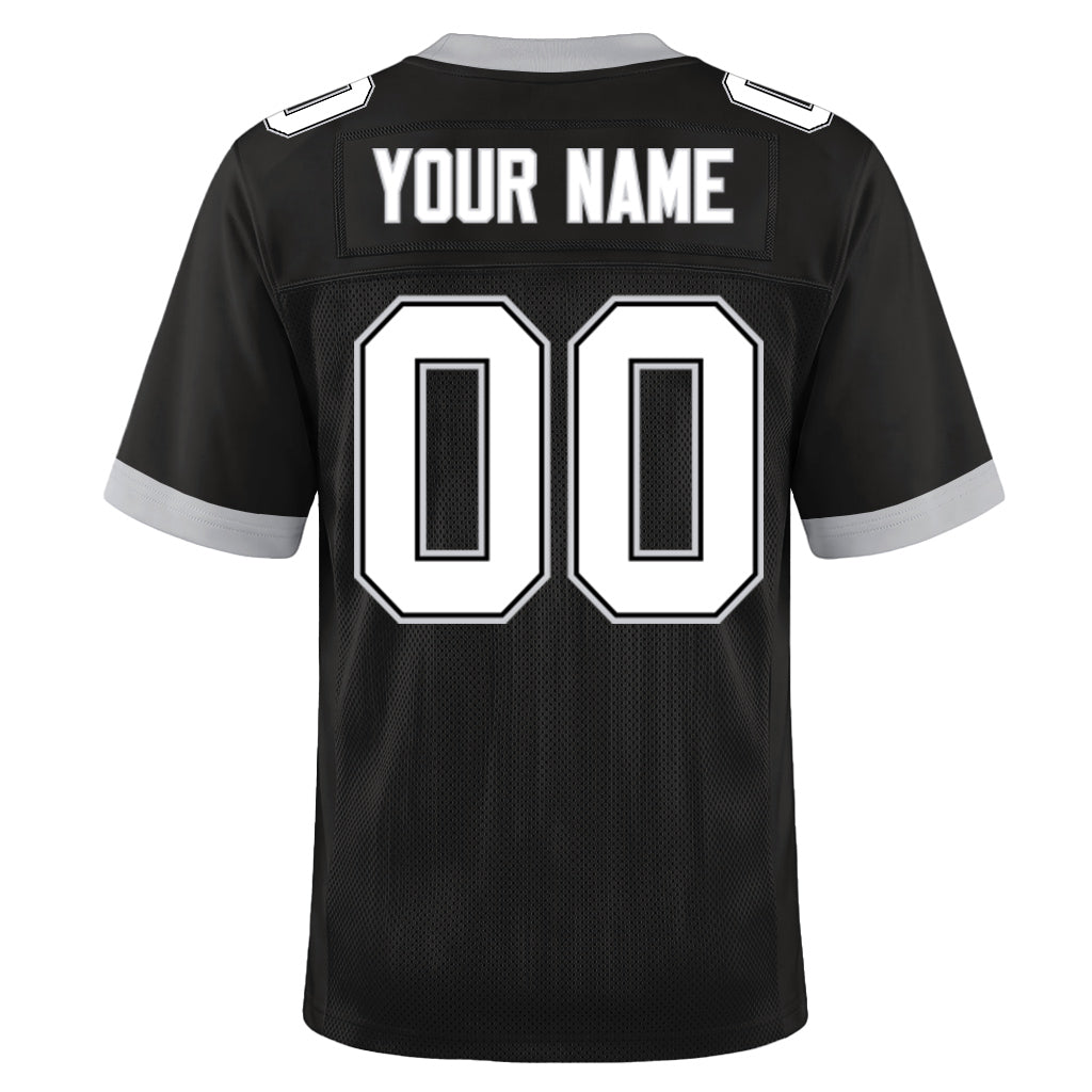 Custom Black White-Gray Custom Name Mesh Football Jersey