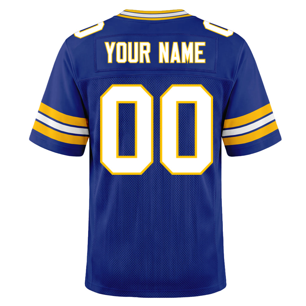 Custom Royal White-Yellow Mesh Football Jersey