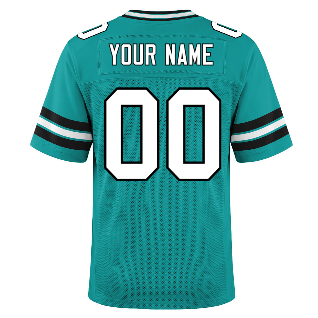 Custom Aqua White-Black Mesh Football Jersey