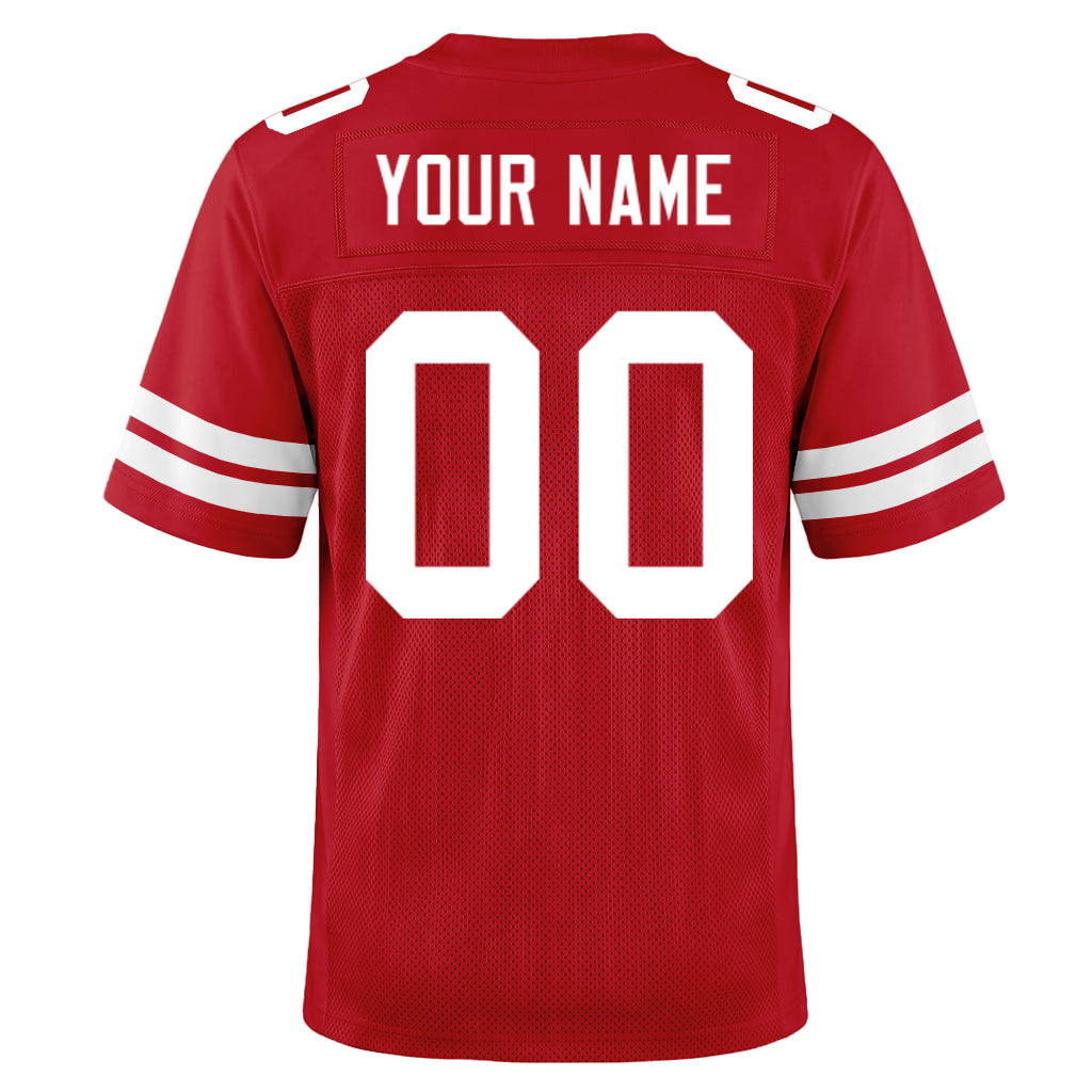 Custom Red White Mesh Football Jersey