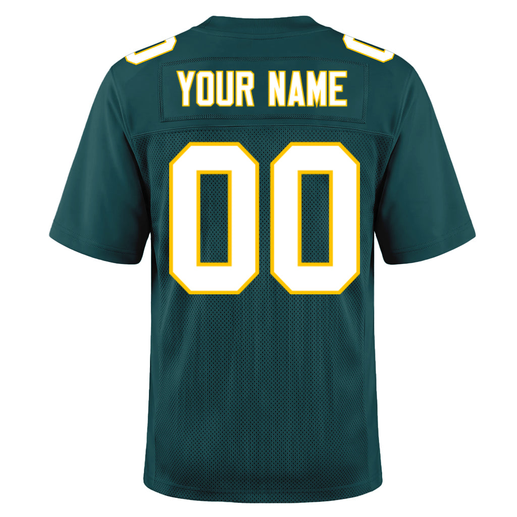 Custom Midnight Green White-Gold Mesh Football Jersey