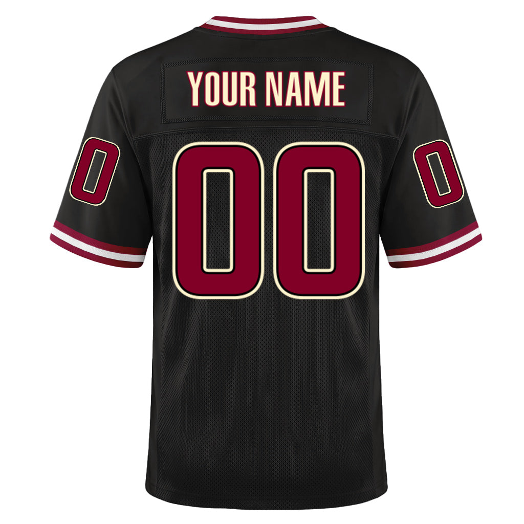 Custom Black Cardinal-Cream Mesh Throwback Mesh Football Jersey