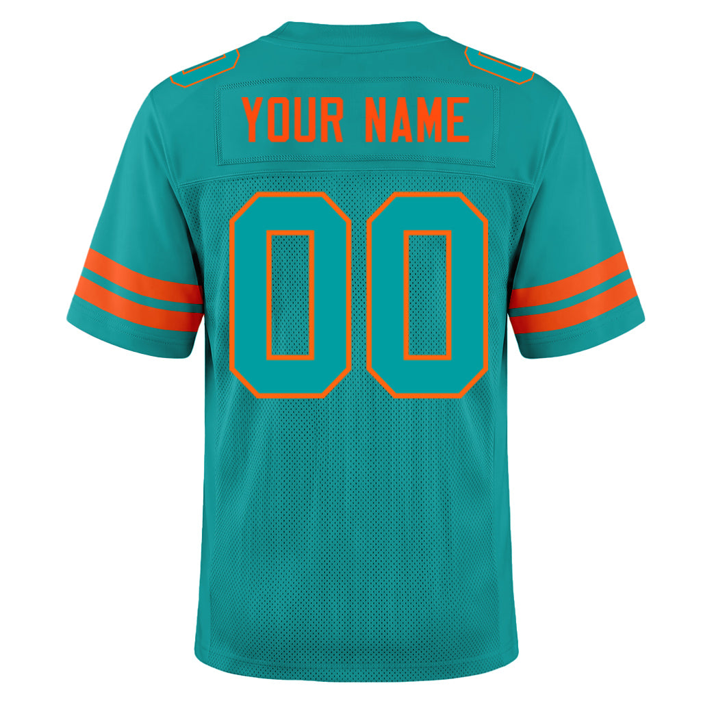 Custom Aqua Aqua-Orange Mesh Football Jersey