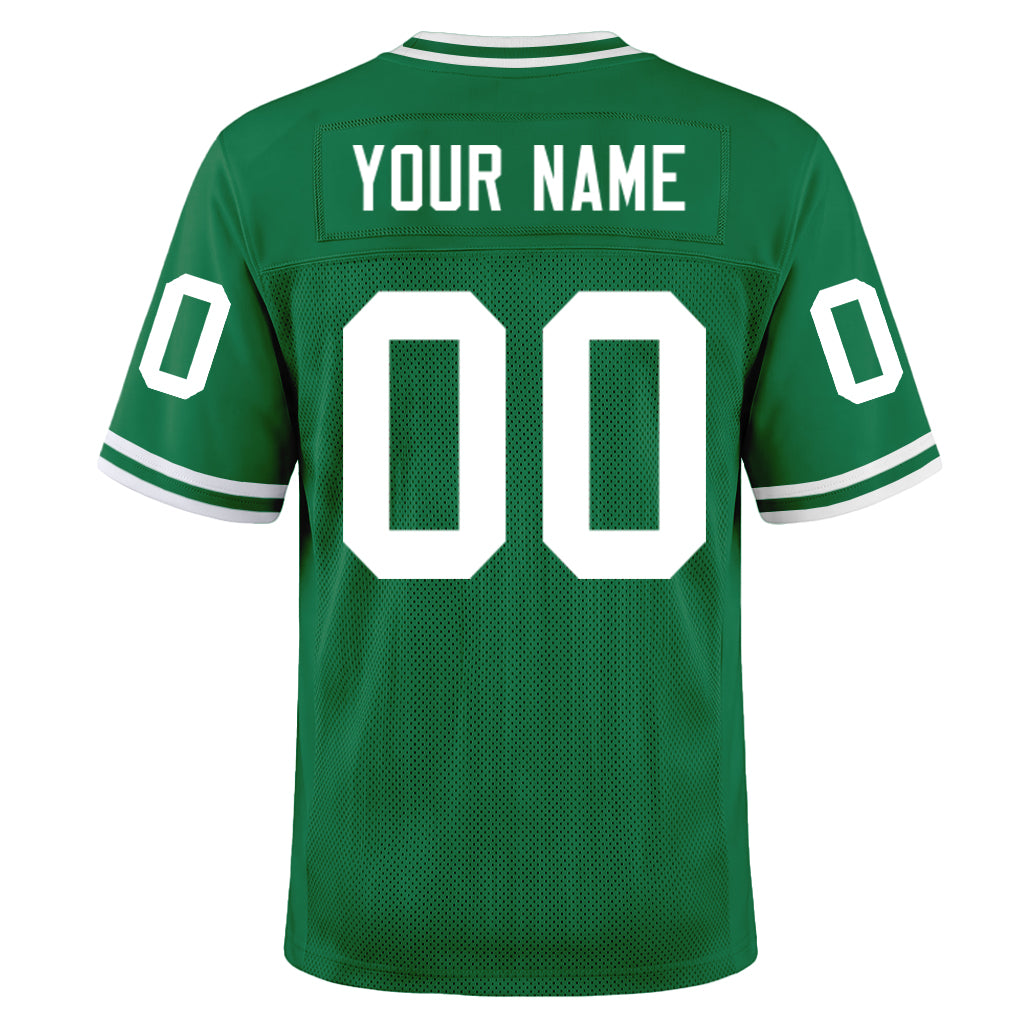 Custom Kelly Green White Mesh Football Jersey