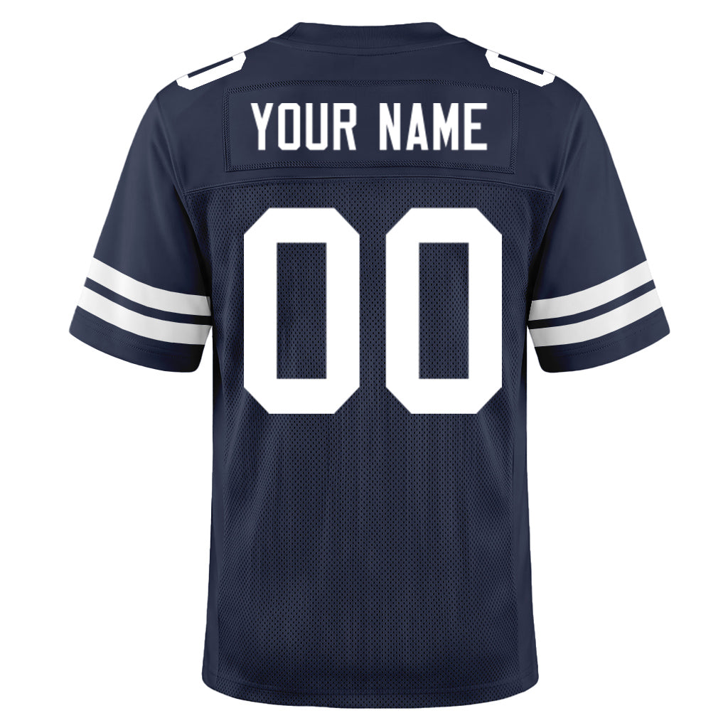 Custom Navy White Custom Name Football Jerseys For Men & Women