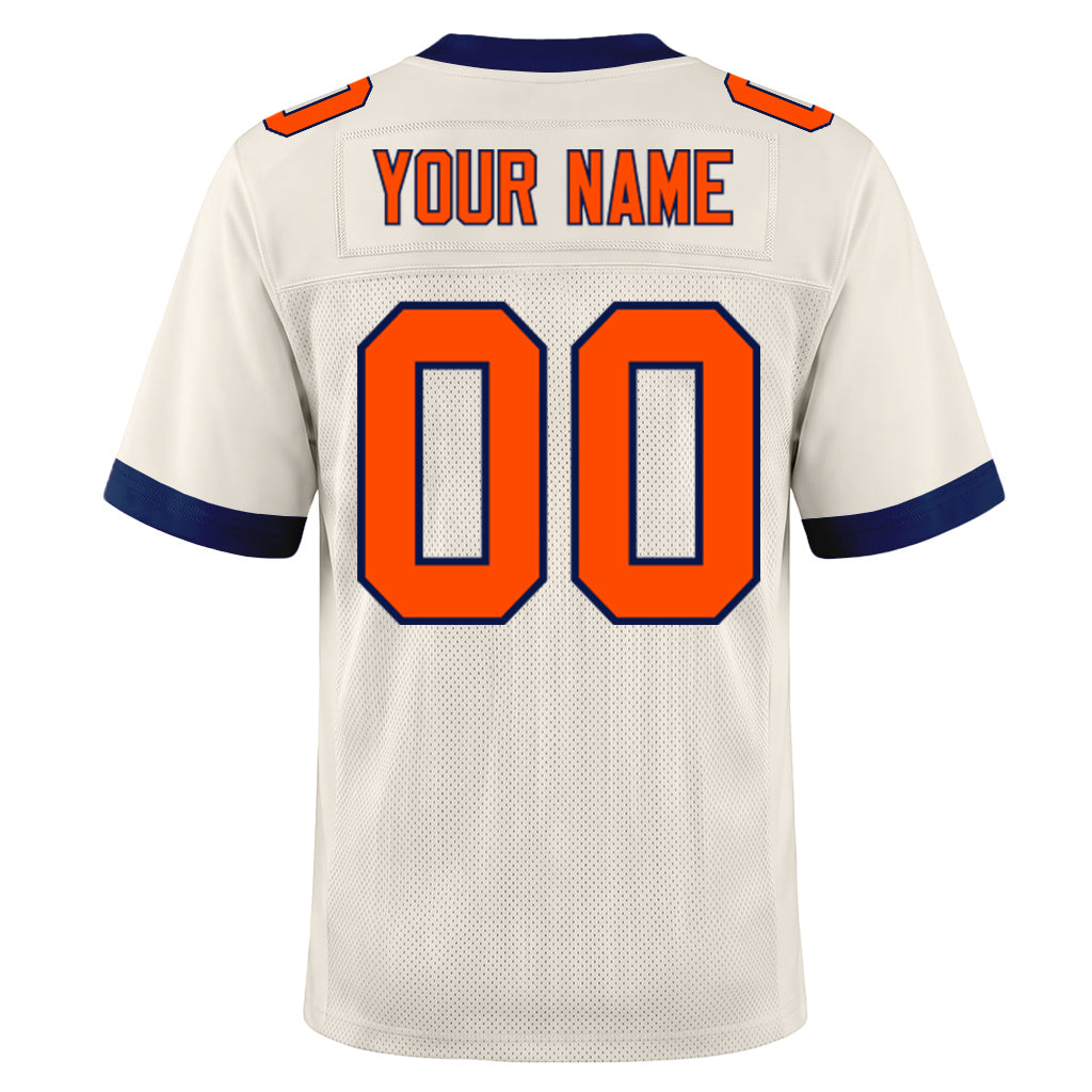 Custom Cream Orange-Navy Mesh Football Jersey