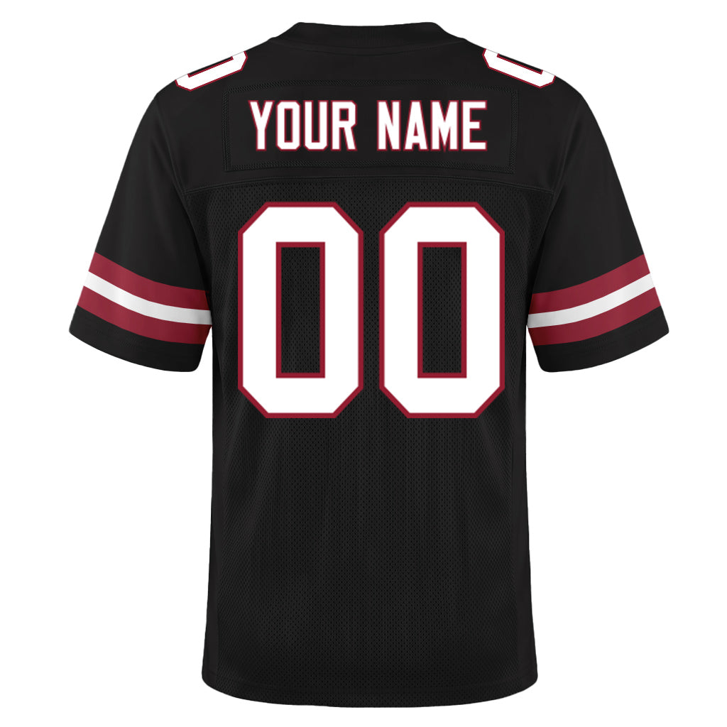 Custom Black White-Cardinal Mesh Football Jersey