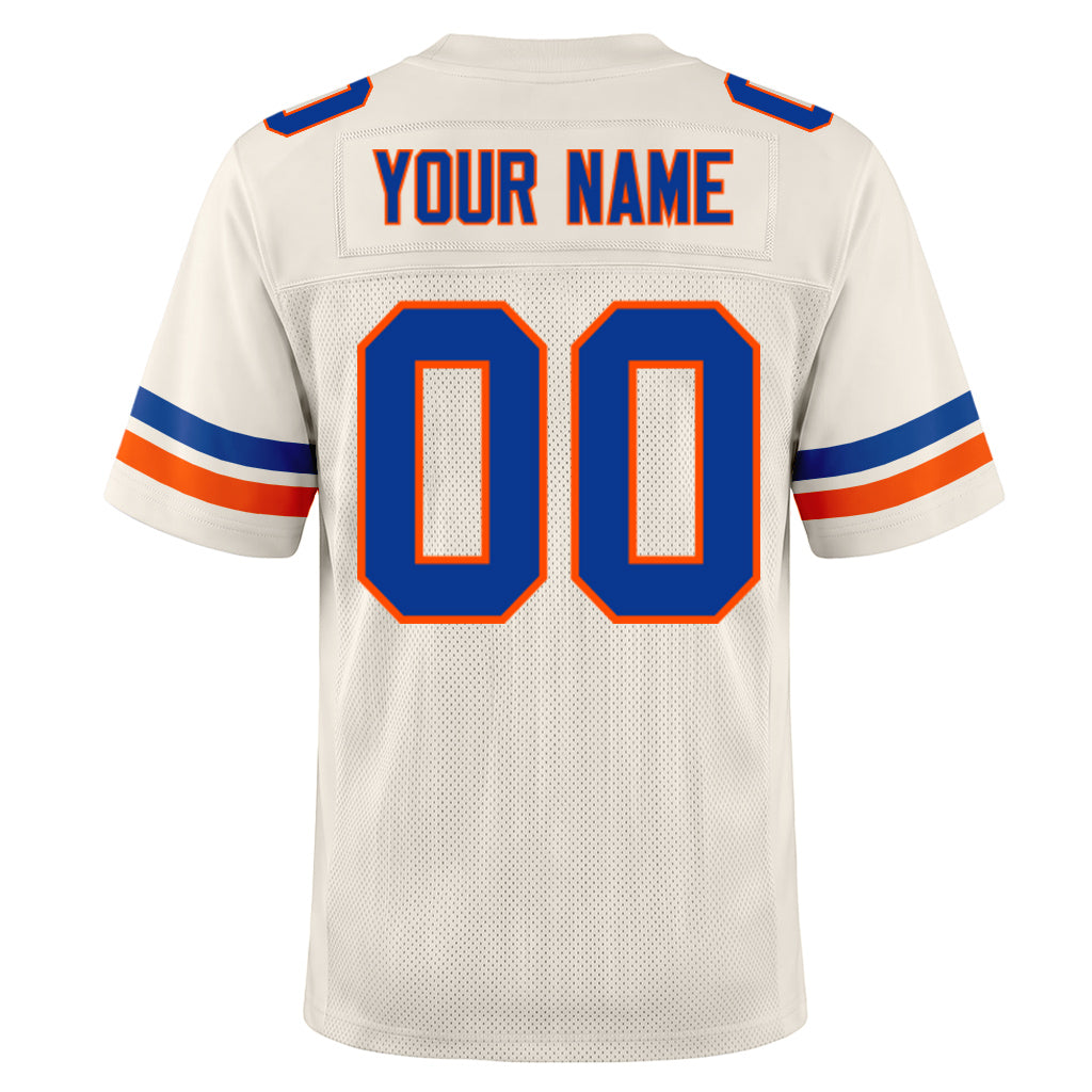 Custom Cream Royal-Orange Mesh Football Jersey