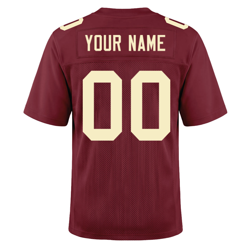 Custom Burgundy Cream Mesh Football Jersey