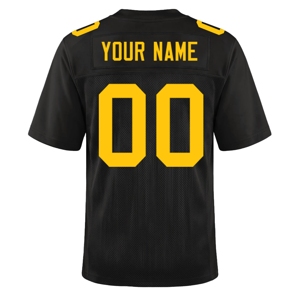 Custom Black Gold Custom Name Mesh Football Jersey